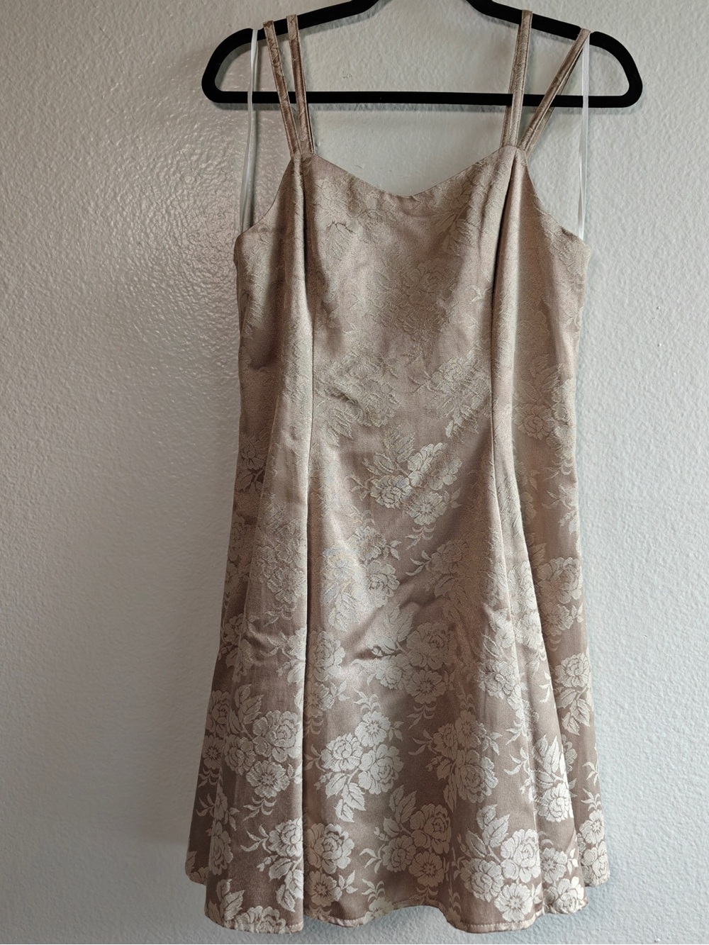 Cristin Stevens Gold Beige Floral Jacquard A-Line Dress Size 9/10